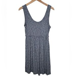 NEW Lazy Sundays Linen Blend Ribbed‎ Heathered Gray Mini Dress Small